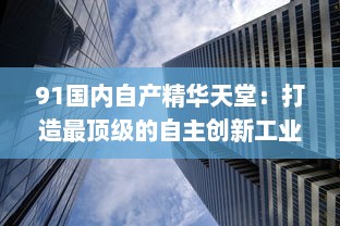 91国内自产精华天堂：打造最顶级的自主创新工业创新平台