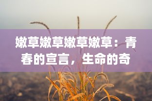 嫩草嫩草嫩草嫩草：青春的宣言，生命的奇迹，绿色的诗篇，大自然的馈赠