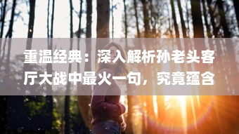 重温经典：深入解析孙老头客厅大战中最火一句，究竟蕴含着怎样的智慧与勇气?