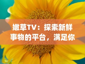 嫩草TV：探索新鲜事物的平台，满足你每一处好奇，爱上独特创意的绝佳地方