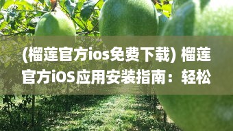 (榴莲官方ios免费下载) 榴莲官方iOS应用安装指南：轻松一步，尽享顶级榴莲体验