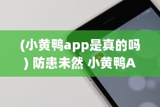 (小黄鸭app是真的吗) 防患未然 小黄鸭APP：防风险软件，如何高效保护个人数据安全