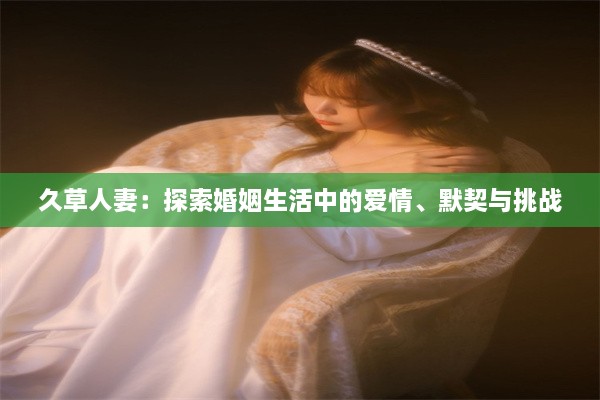 久草人妻：探索婚姻生活中的爱情、默契与挑战